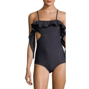 Jonathan Simkahi Exclusive Seersucker Ruffle Swim